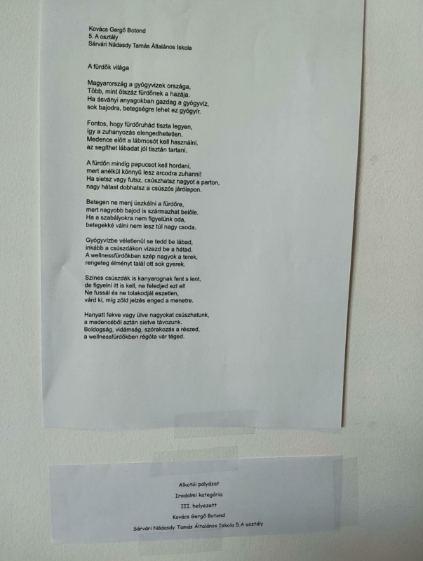  „A fürdőkultúra fejlesztéséért Vas vármegyében” alkotói pályázat