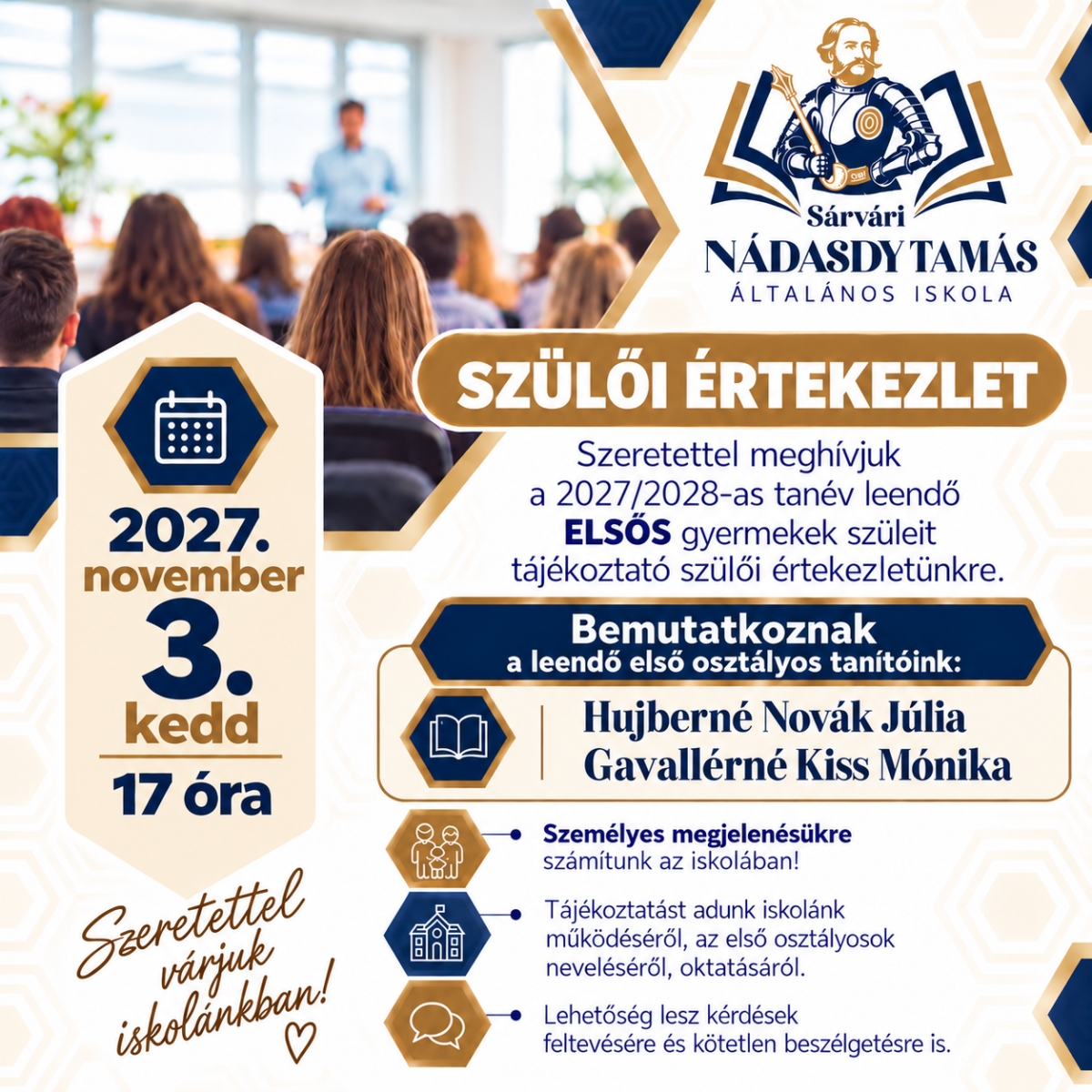 Tájékoztató szülői értekezlet leendő első osztályosok szüleinek