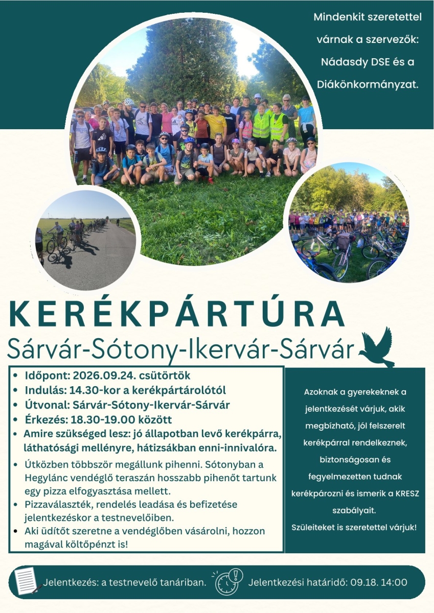 Kerékpártúra a DÖK és DSE szervezésében